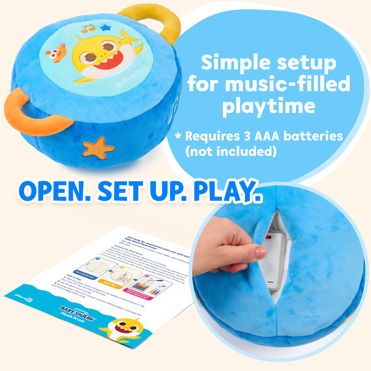 Baby Shark Plush Drum Blue