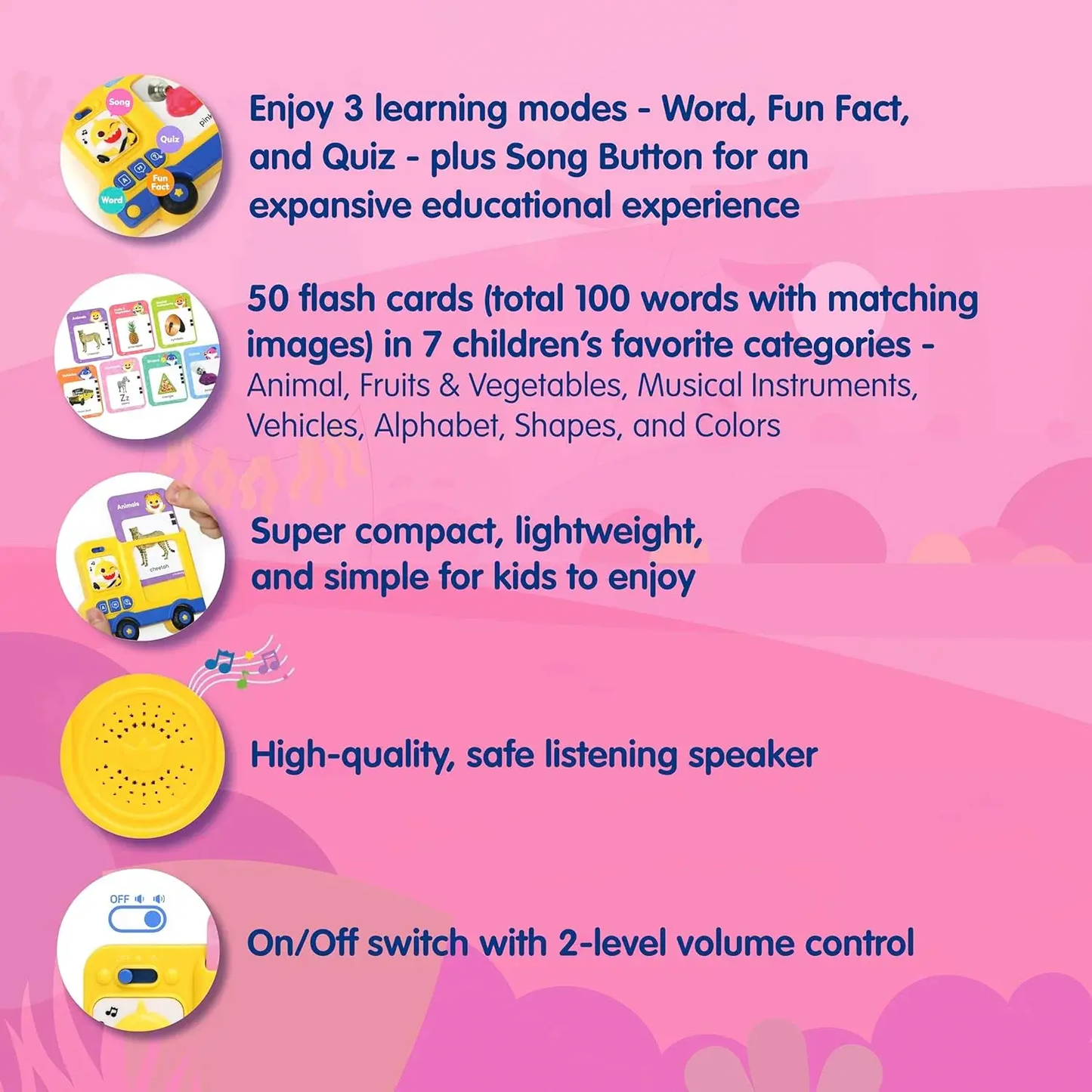 Baby Shark Flash Card Learning Bus Sound Pad Toy