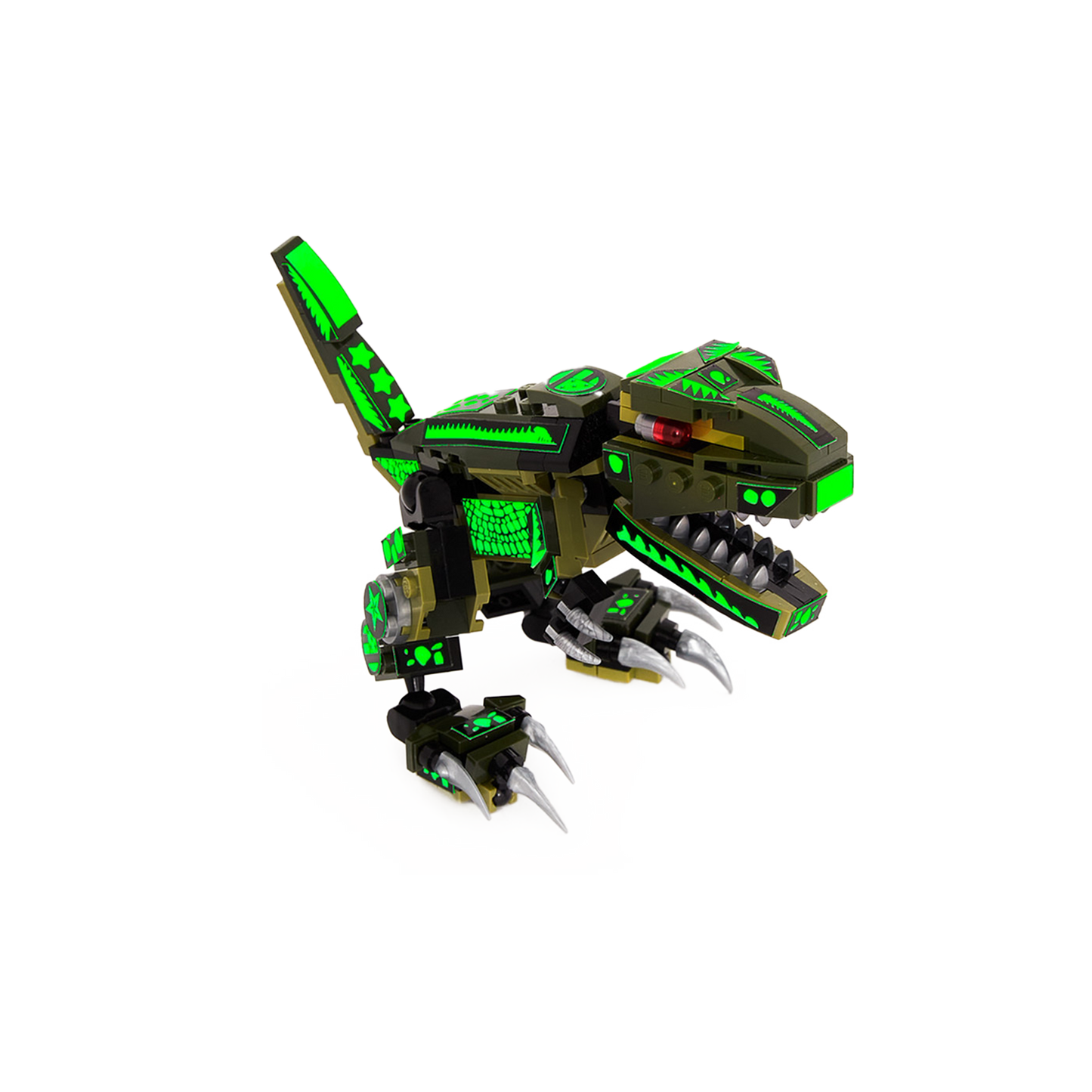 Alphazor — 3-in-1 Glow-in-the-Dark Robot, Raptor & Chopper Set