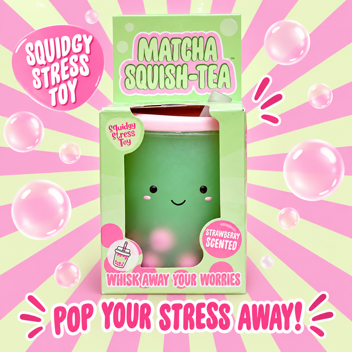 Matcha Squish-Tea Boba Squishy – Scented Stress Toy