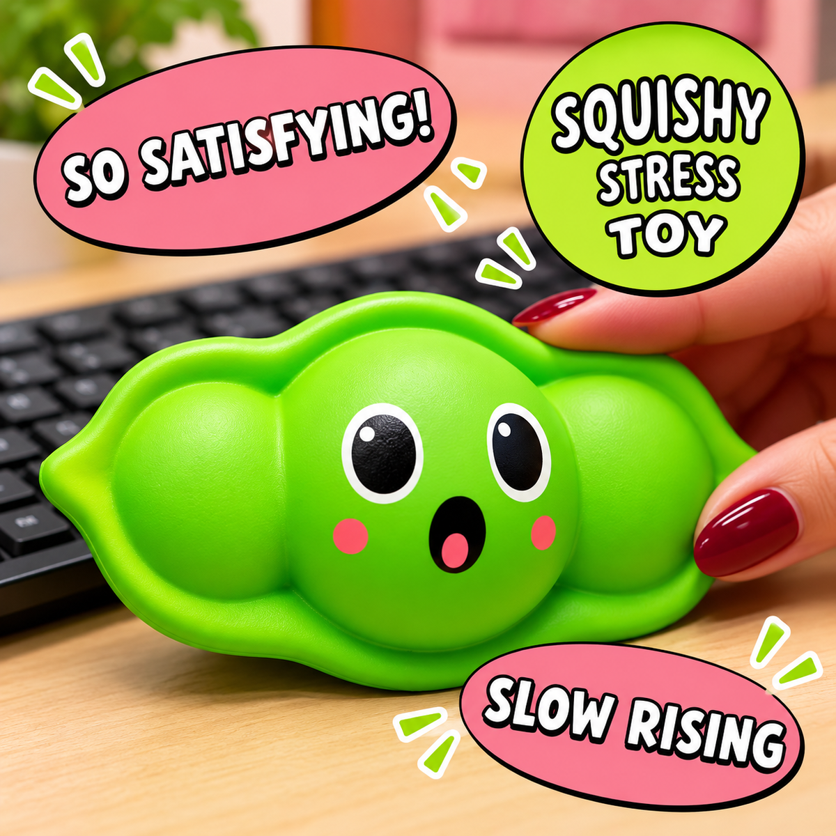 Squeezy Peasy Pea Pod Stress Toy – Squishy Fidget
