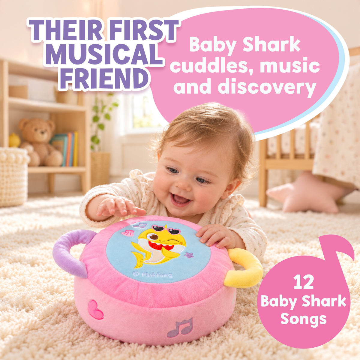Baby Shark Plush Drum Pink