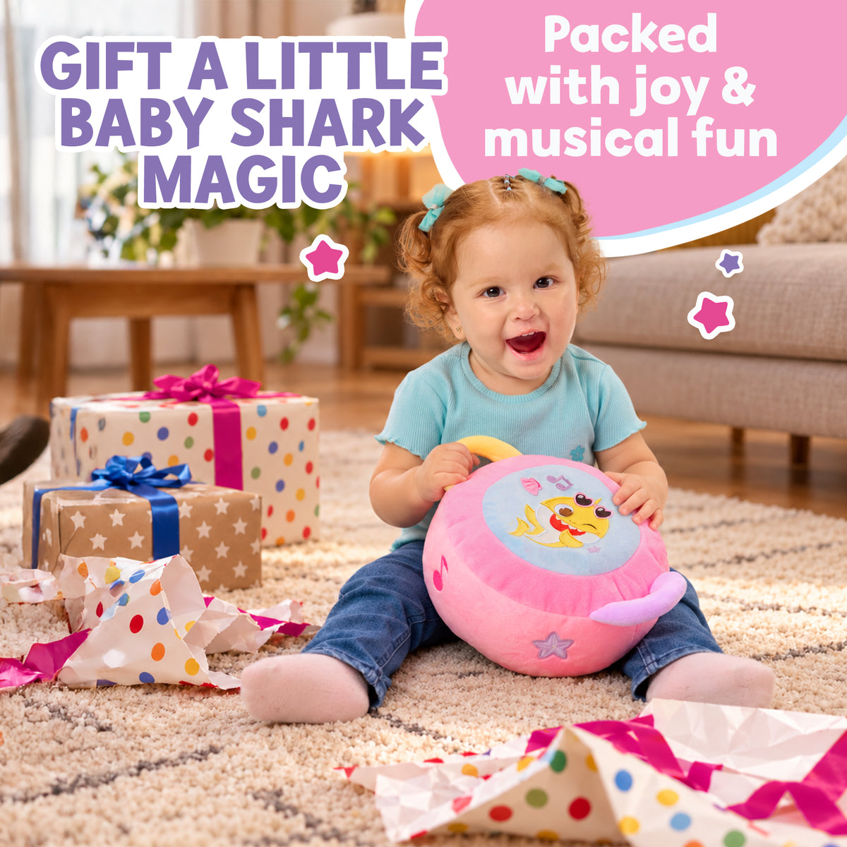 Baby Shark Plush Drum Pink