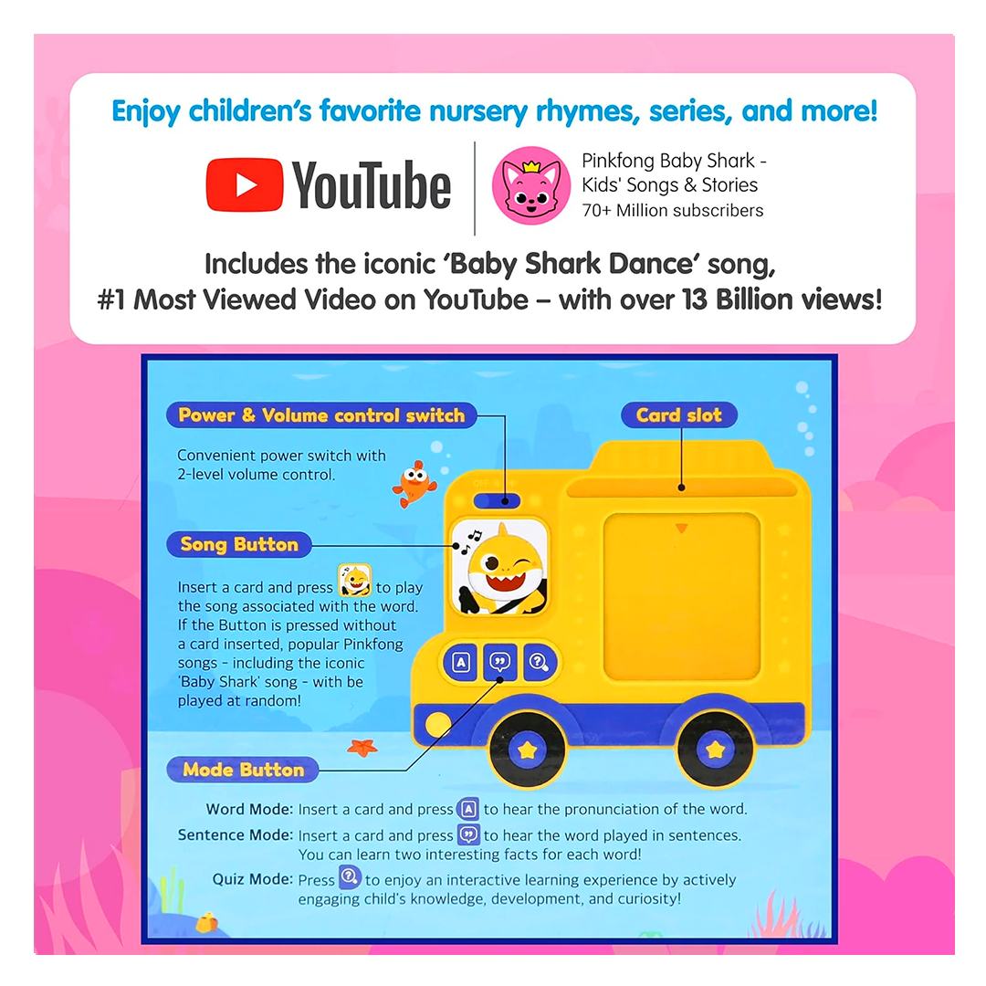 Baby Shark Flash Card Learning Bus Sound Pad Toy