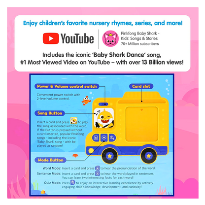 Baby Shark Flash Card Learning Bus Sound Pad Toy