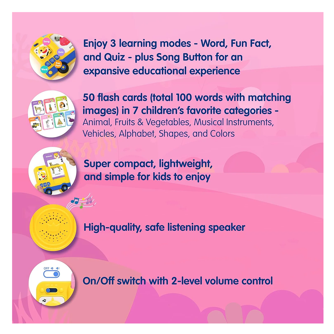Baby Shark Flash Card Learning Bus Sound Pad Toy