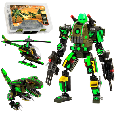 Alphazor — 3-in-1 Glow-in-the-Dark Robot, Raptor & Chopper Set