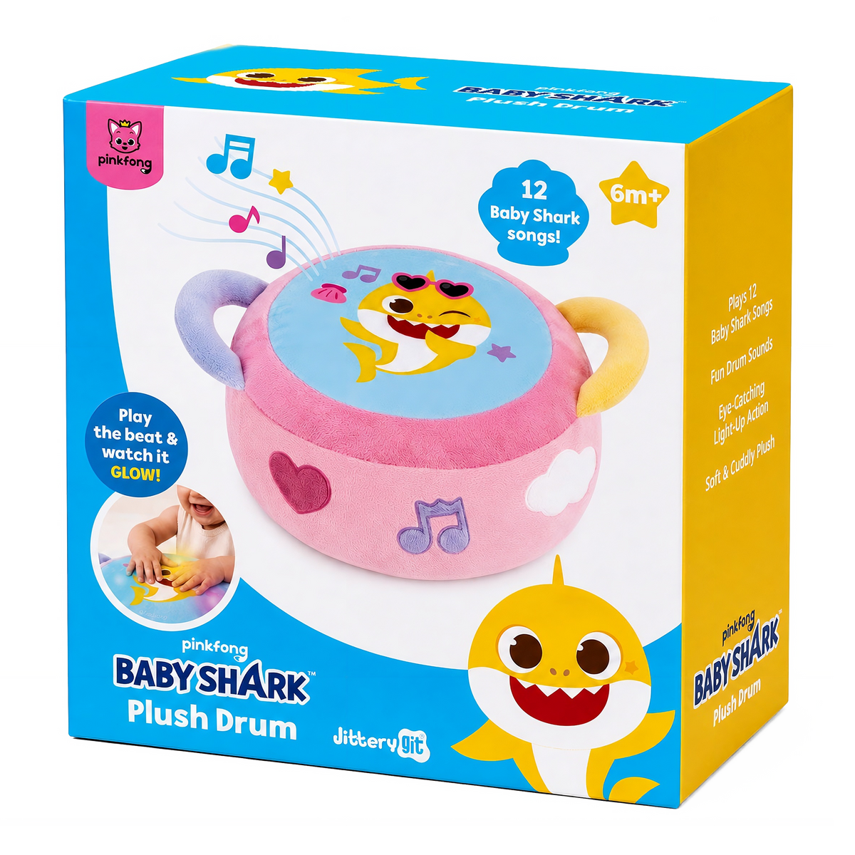 Baby Shark Plush Drum Pink