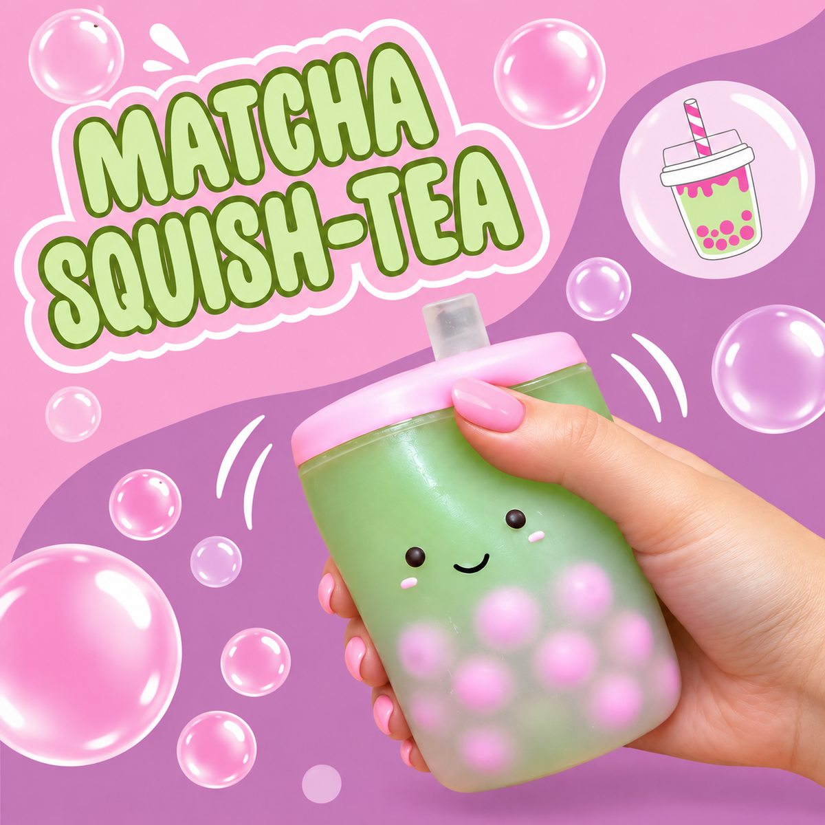 Matcha Squish-Tea Boba Squishy – Scented Stress Toy