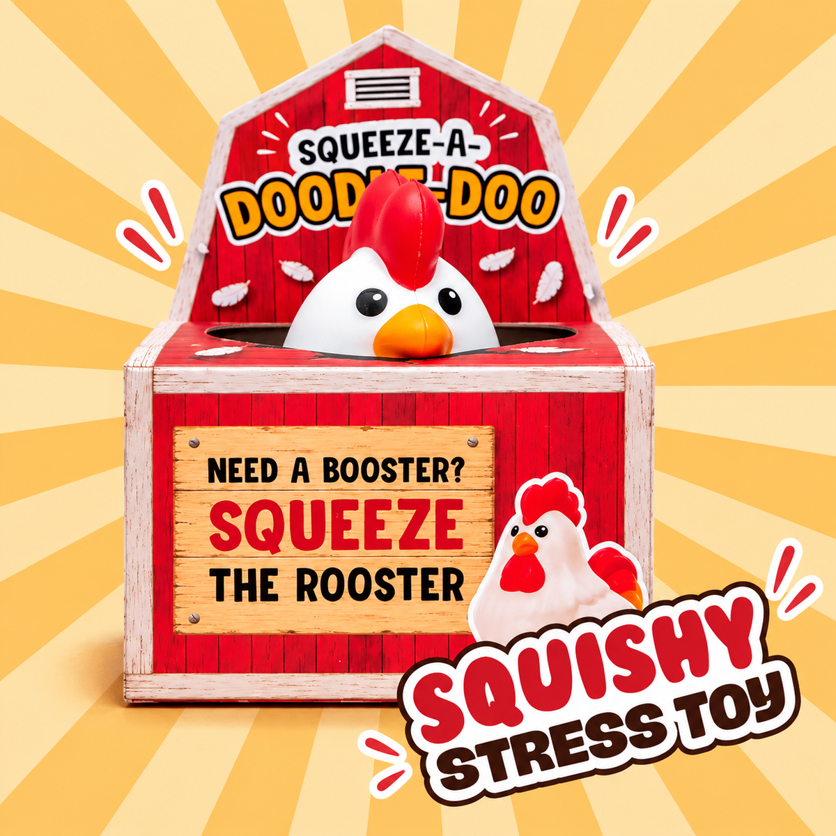 Squeeze-a-doodle-do Rooster Squishy – Stress Toy