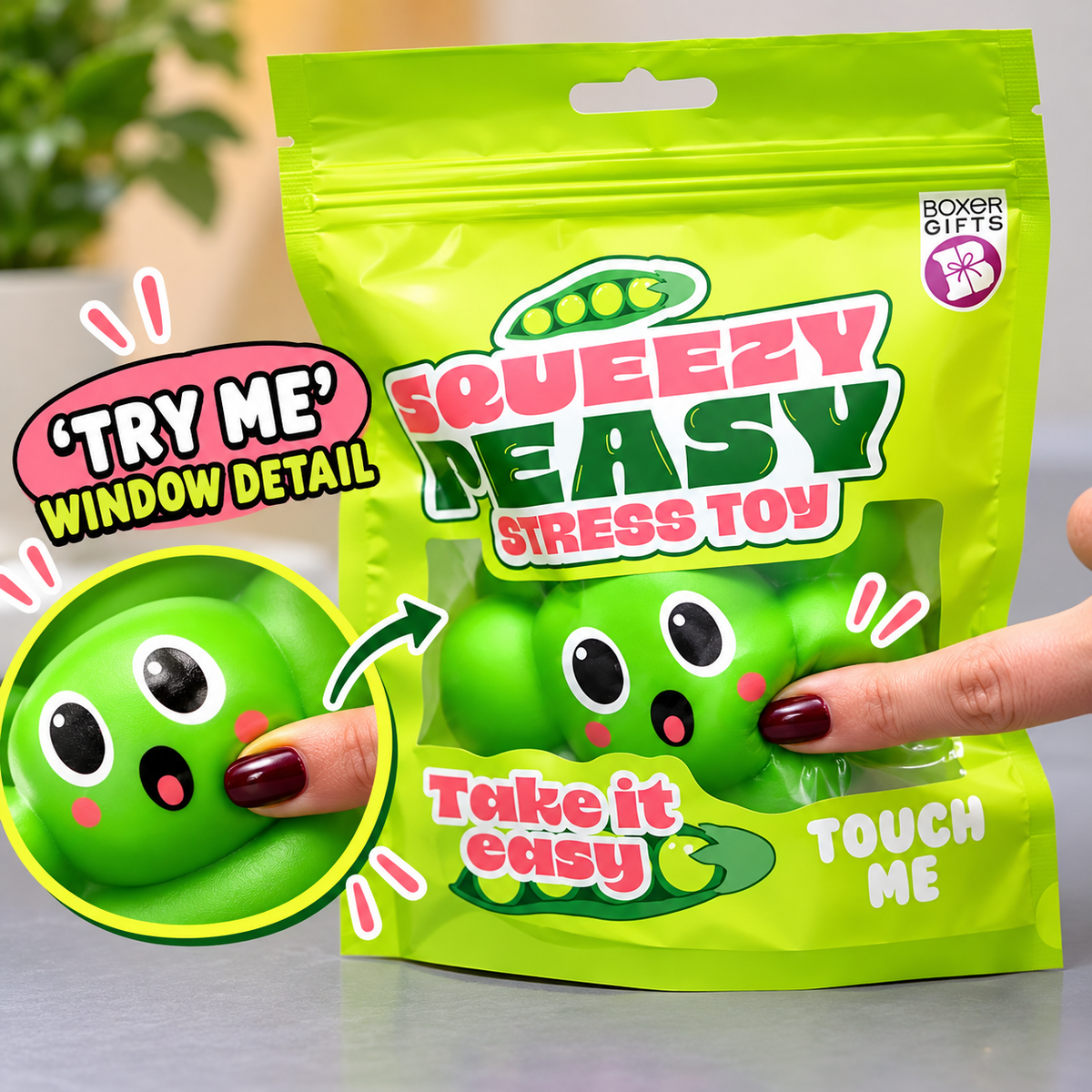 Squeezy Peasy Pea Pod Stress Toy – Squishy Fidget